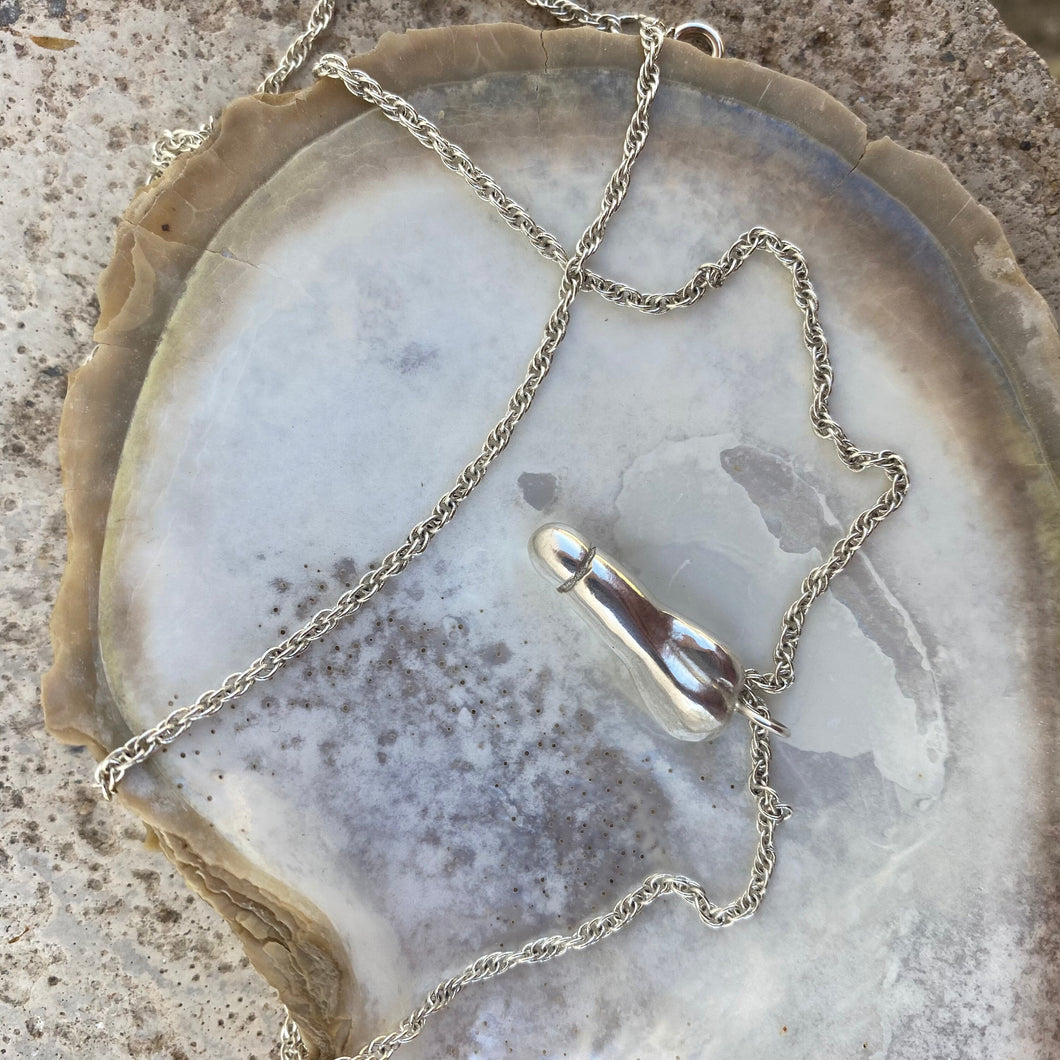 Sterling Silver Cut Penis Charm Necklace