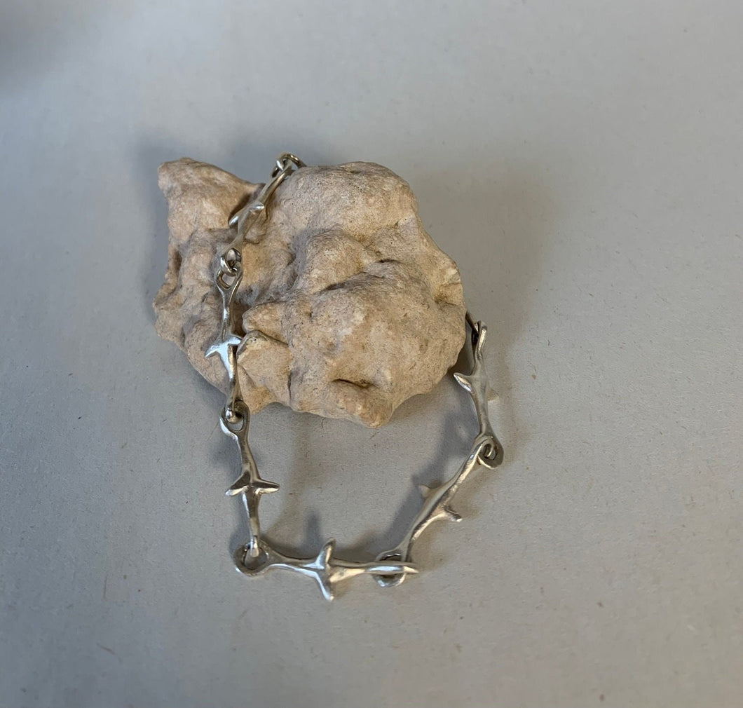 Sterling silver chain bracelet, cast from individual succulent leaves