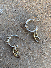 Load image into Gallery viewer, Hoop Stud Earrings in Mixed Metal Bronze and Sterling Silver
