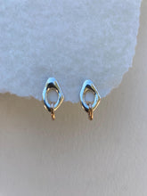Load image into Gallery viewer, Abstract silver Stud Earrings with bronze hoop in Sterling Silver and bronze
