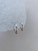 Load image into Gallery viewer, Abstract silver Stud Earrings with bronze hoop in Sterling Silver and bronze
