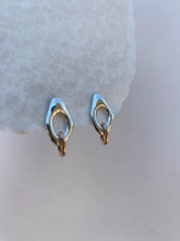 Load image into Gallery viewer, Abstract silver Stud Earrings with bronze hoop in Sterling Silver and bronze
