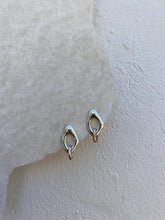 Load image into Gallery viewer, Abstract silver Stud Earrings with bronze hoop in Sterling Silver and bronze
