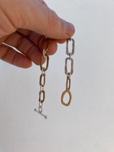 Load image into Gallery viewer, Bronze and Sterling silver chain bracelet, with abstract bronze links connected to each other with silver. this bracelet is made to order:)
