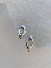 Load image into Gallery viewer, Abstract silver Stud Earrings with bronze hoop in Sterling Silver and bronze

